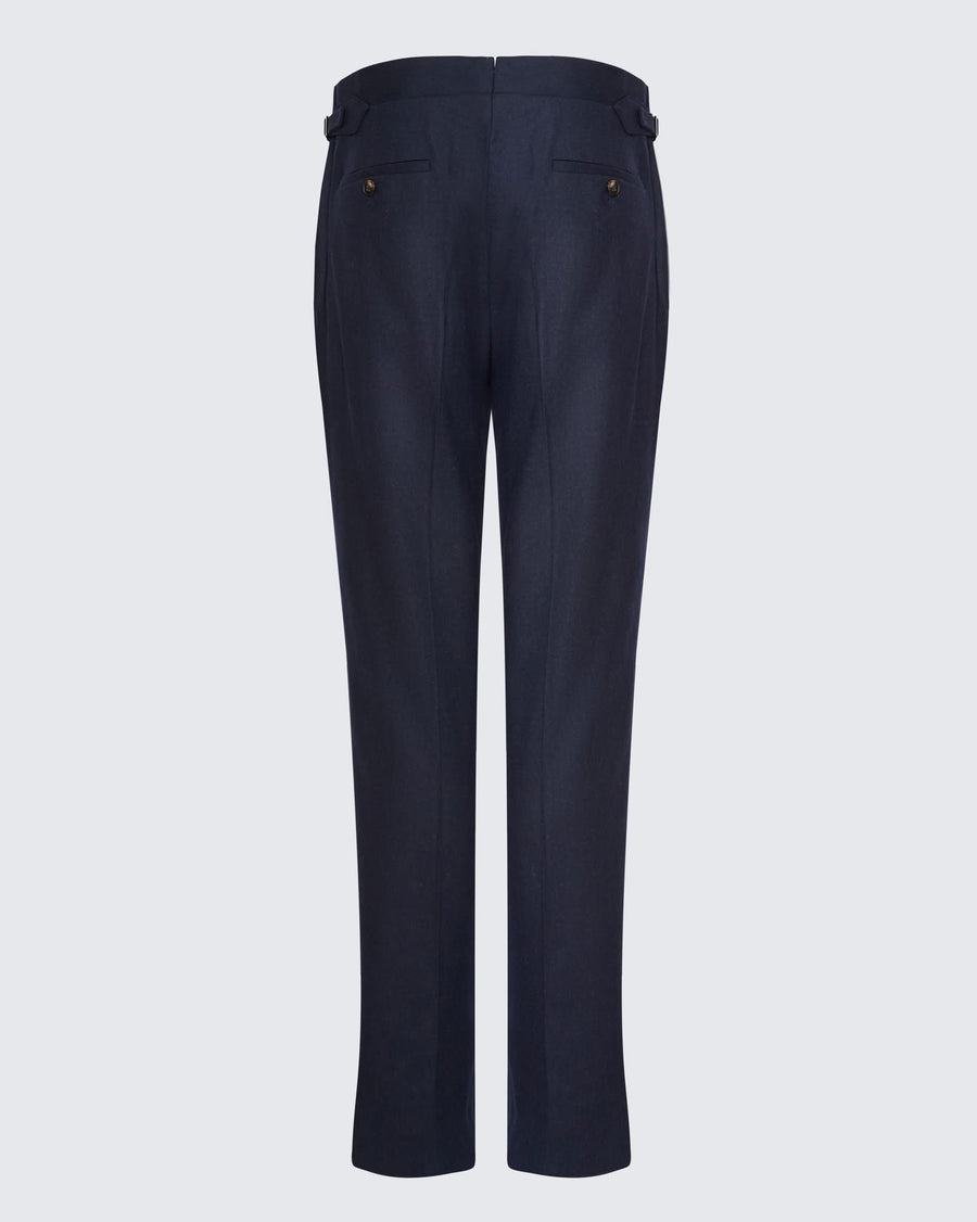 Anderson Wool Single Pleated Suit Pant Navy