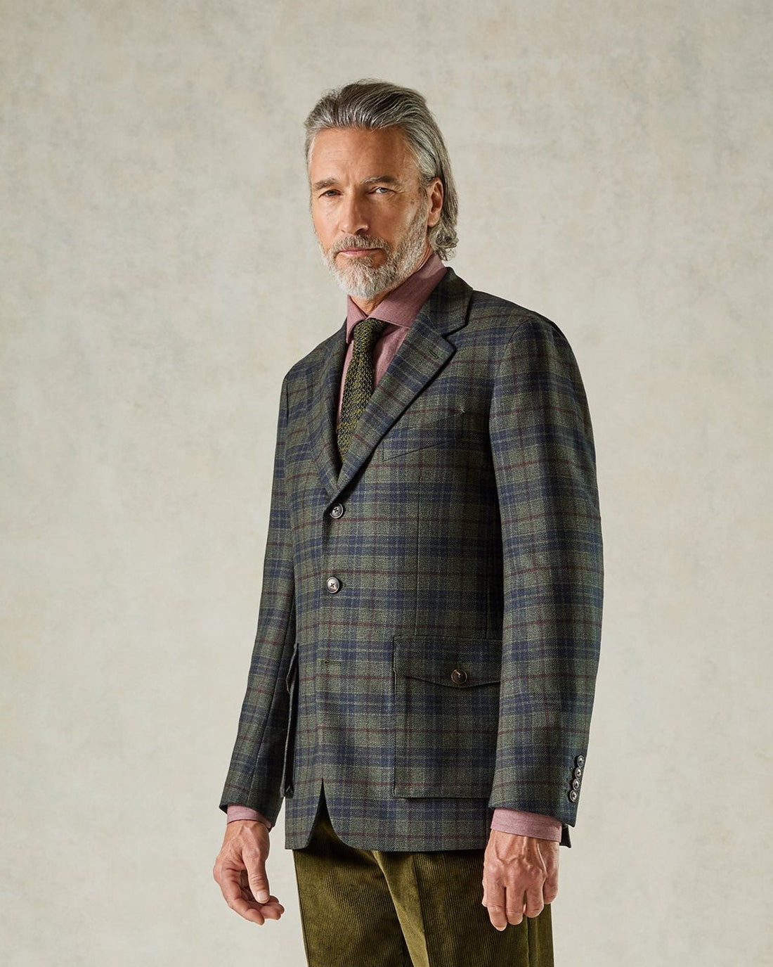 Asher Wool Check Blazer Green