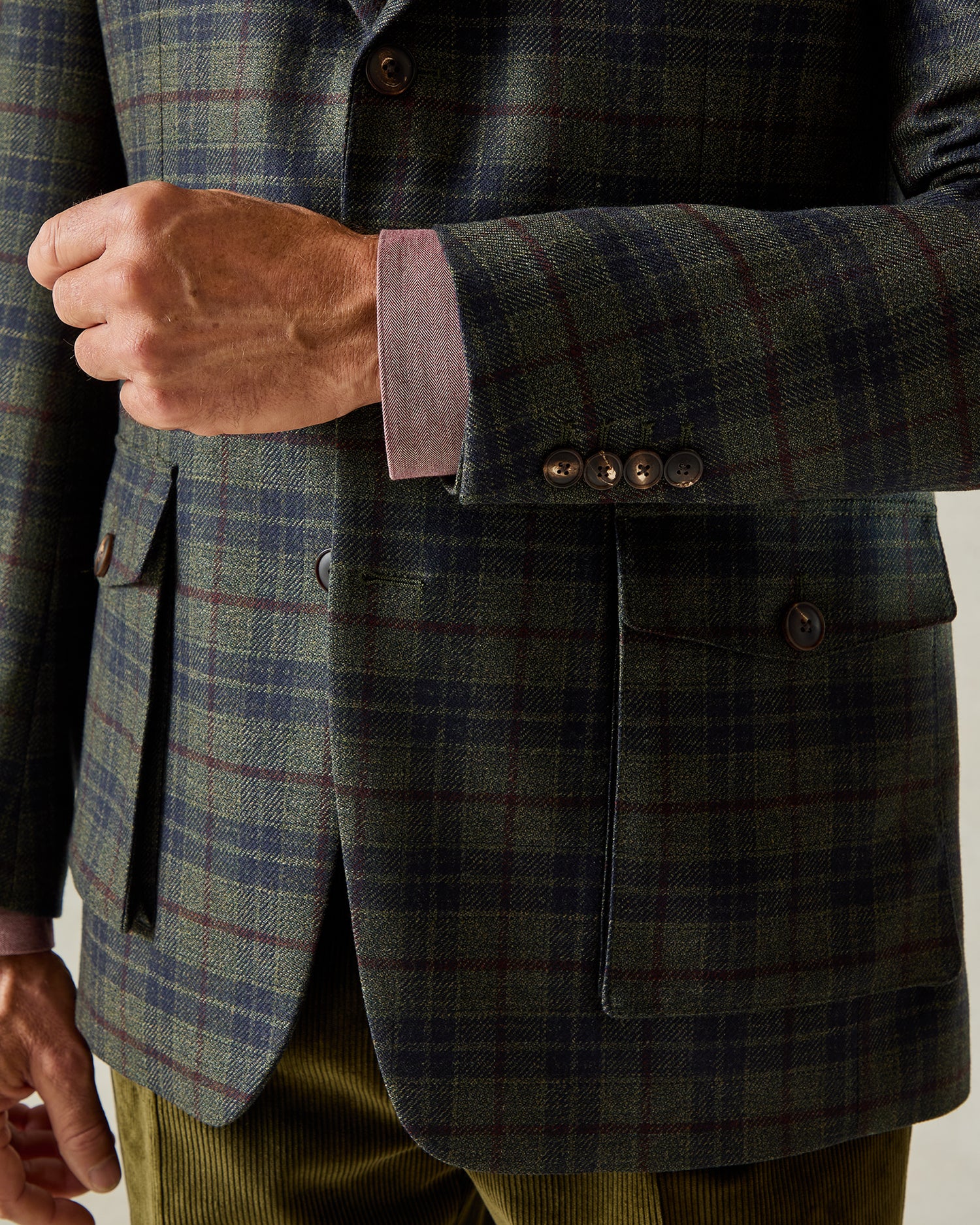 Asher Wool Check Blazer Green