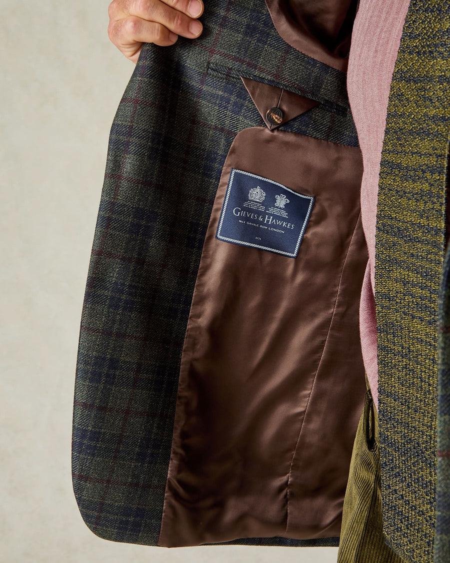 Asher Virgin Wool Check Blazer Green