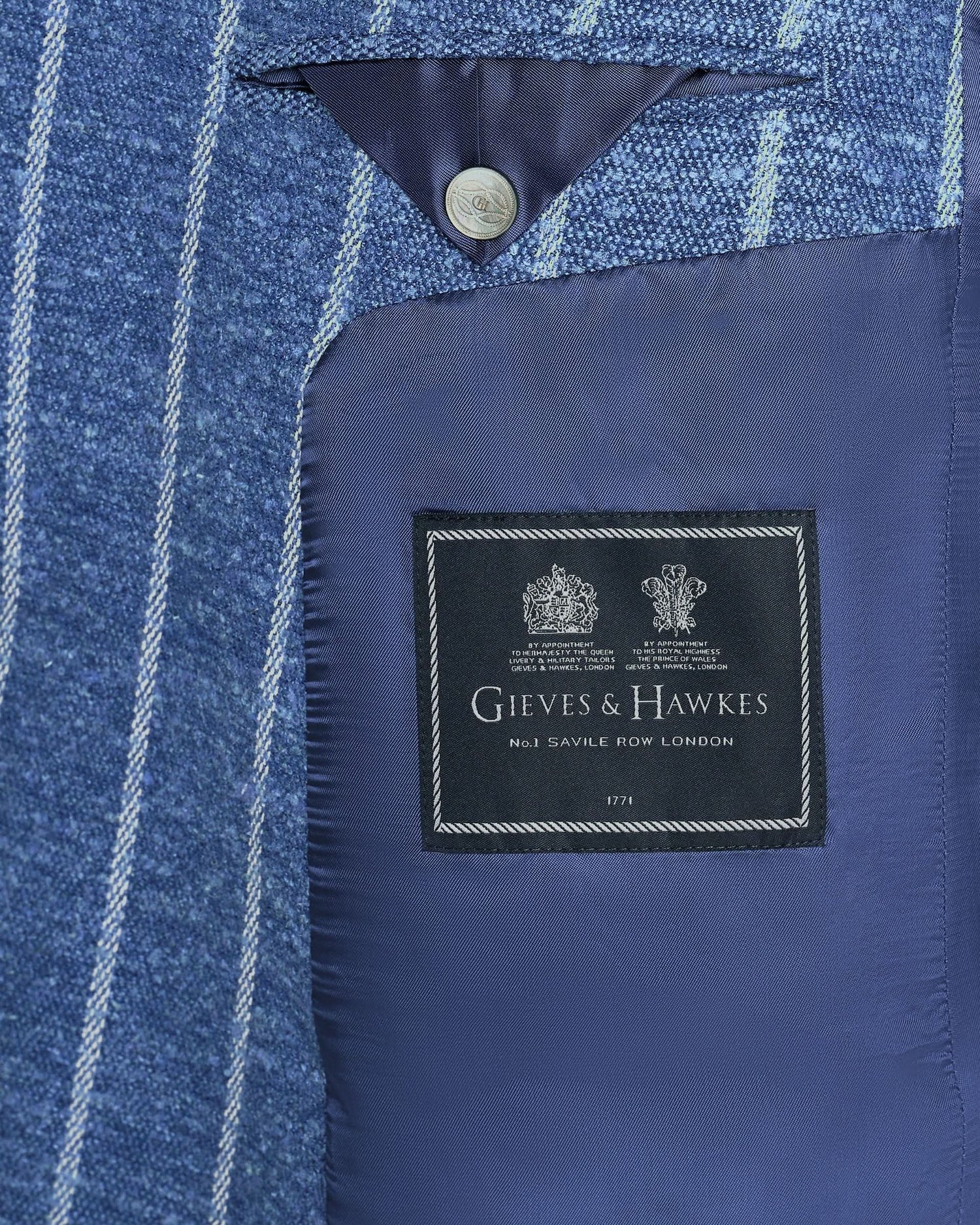 Atkinson Wool Silk Linen &amp; Nylon Double Breasted Striped Blazer