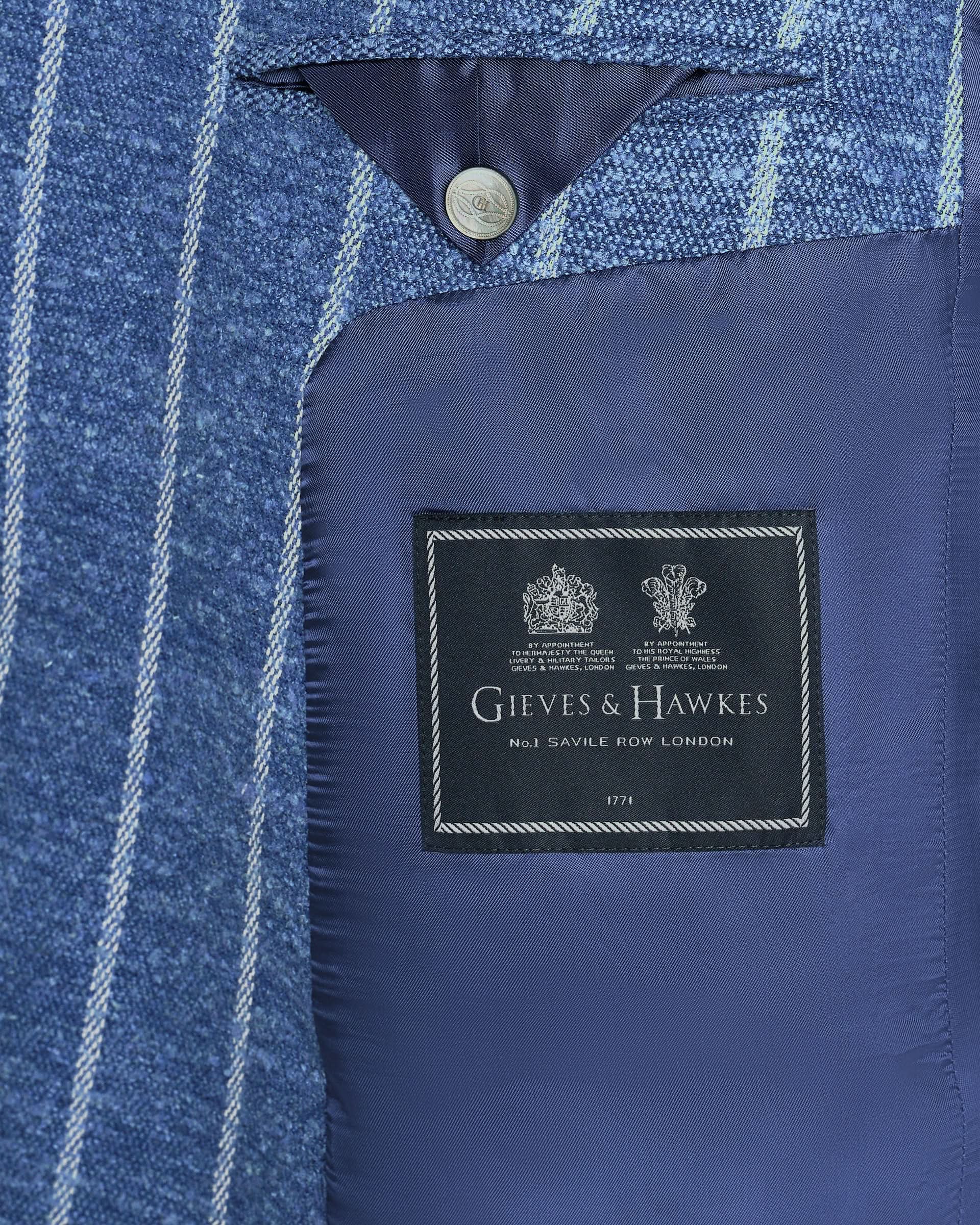 Atkinson Wool Silk Linen &amp; Nylon Double Breasted Striped Blazer