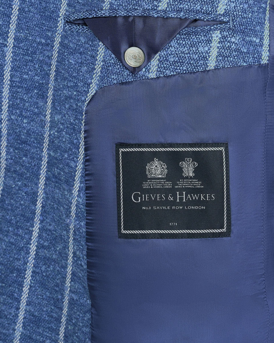 Atkinson Wool Silk Linen & Nylon Double Breasted Striped Blazer