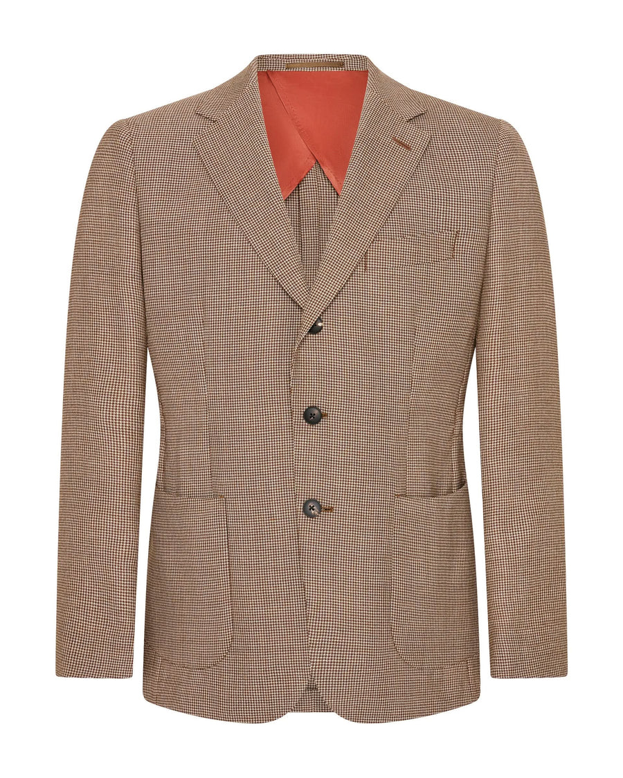 Beatty Merino Wool Puppytooth Blazer Burgundy/Wine