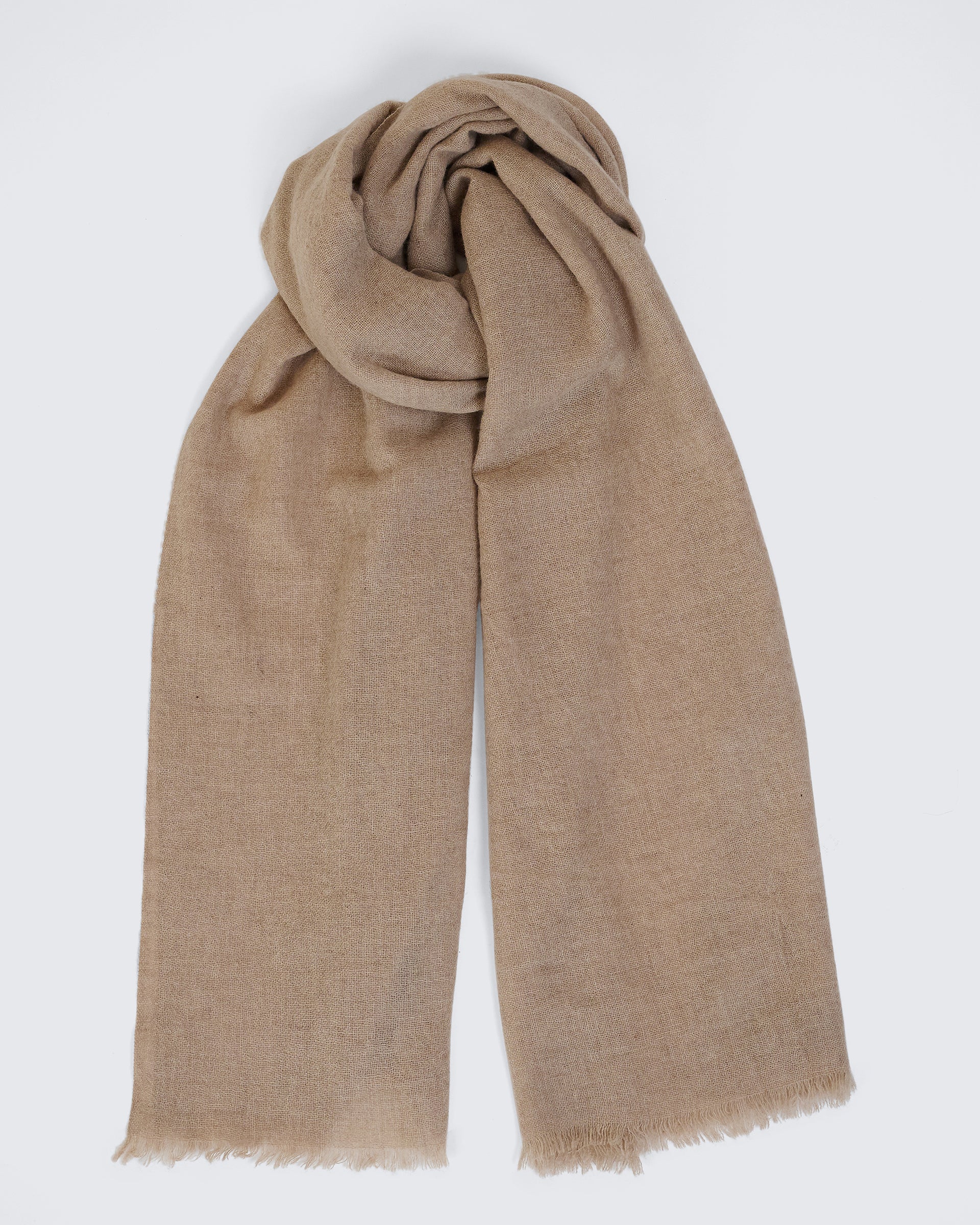Shand Cashmere &amp; Silk Scarf Oatmeal Plain