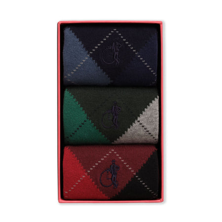 Balmoral Argyle 3 Pair Knitted Socks