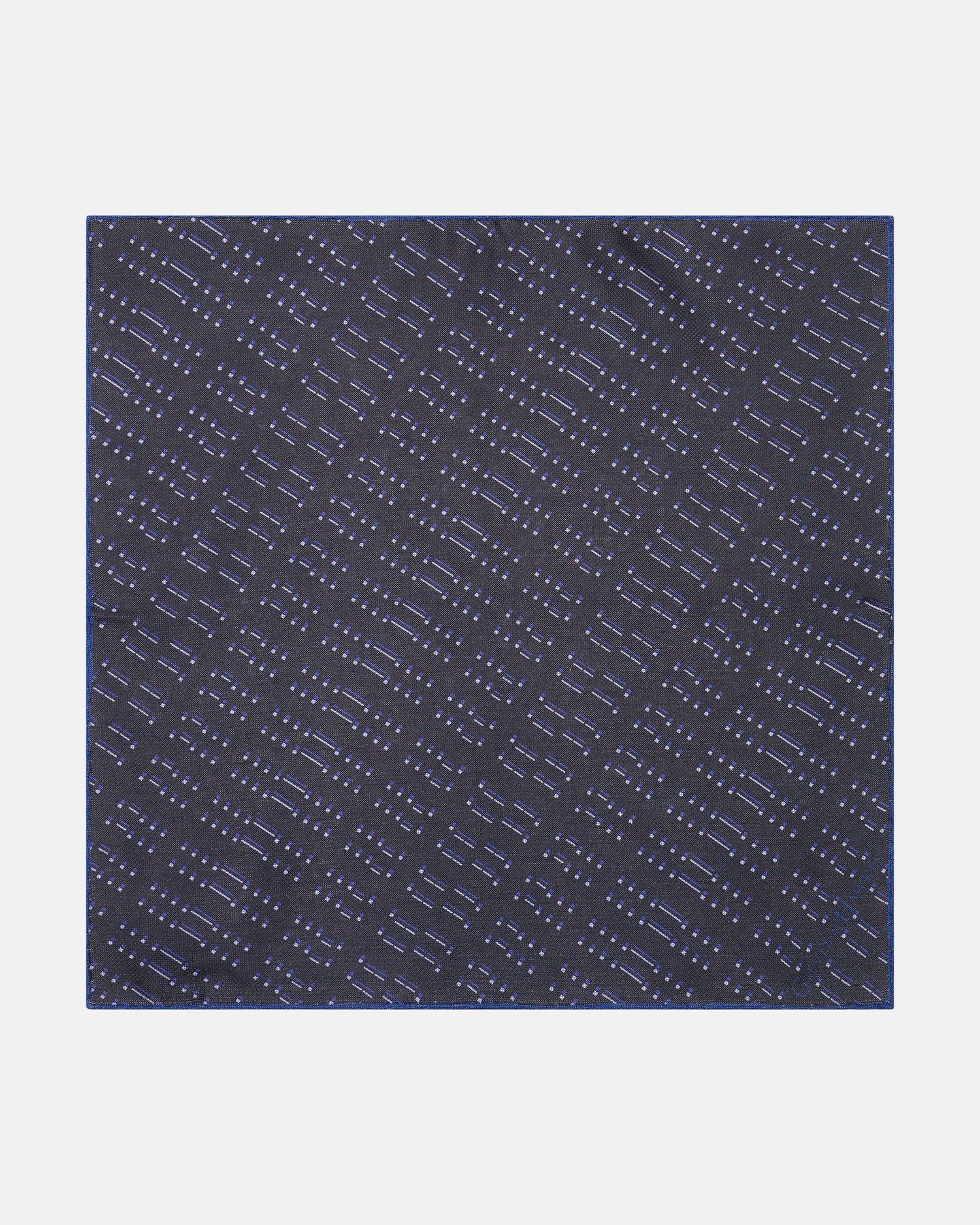 Barne Silk Morse code Pocket Square Navy