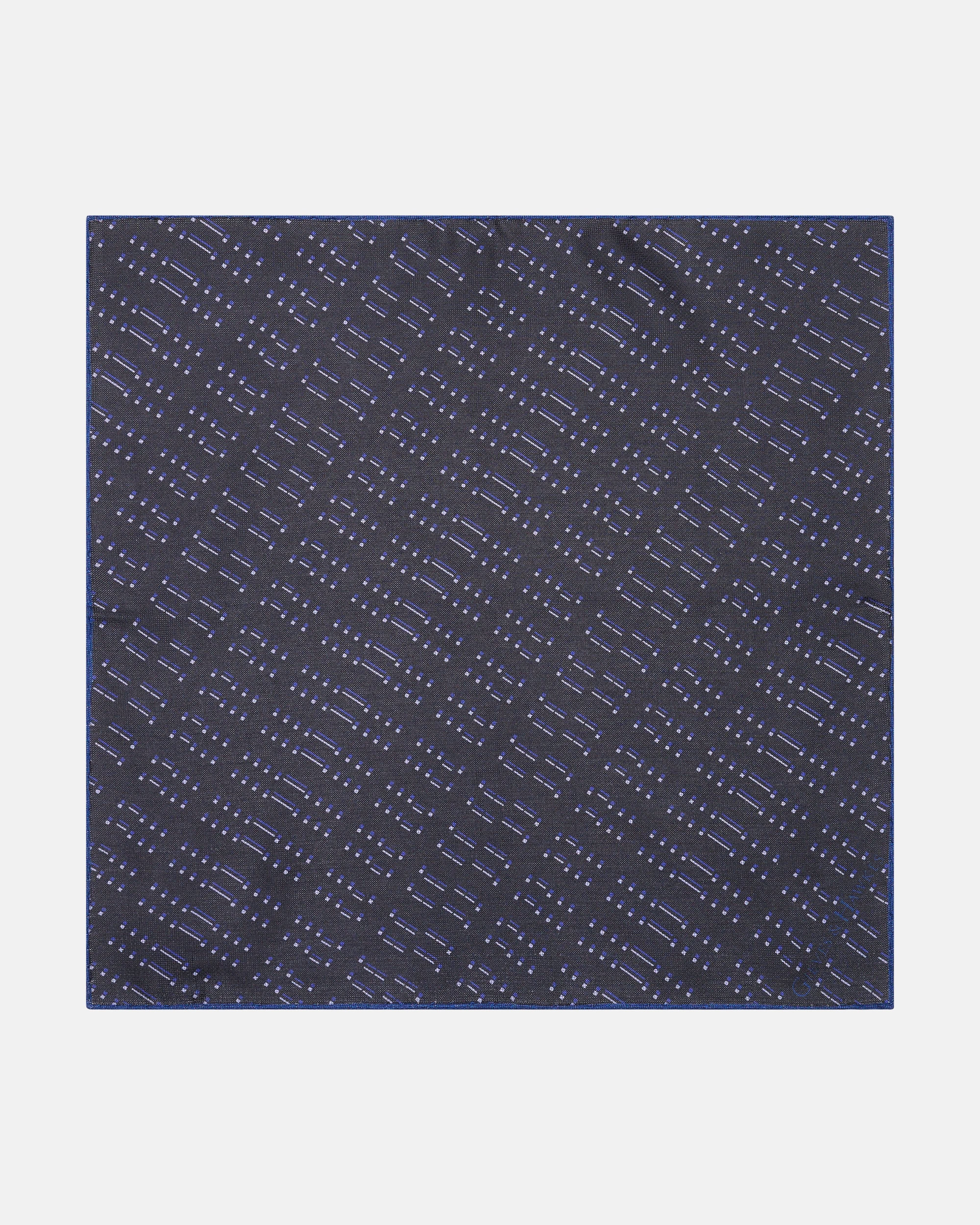 Barne Silk Morse code Pocket Square Navy
