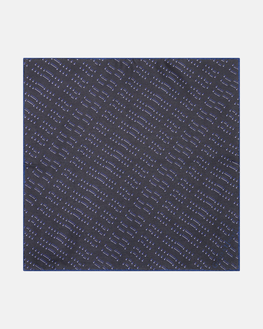 Barne Silk Morse code Pocket Square Navy