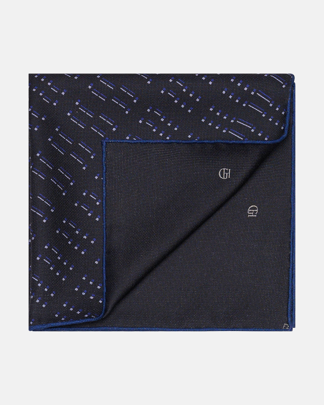 Barne Silk Morse code Pocket Square Navy