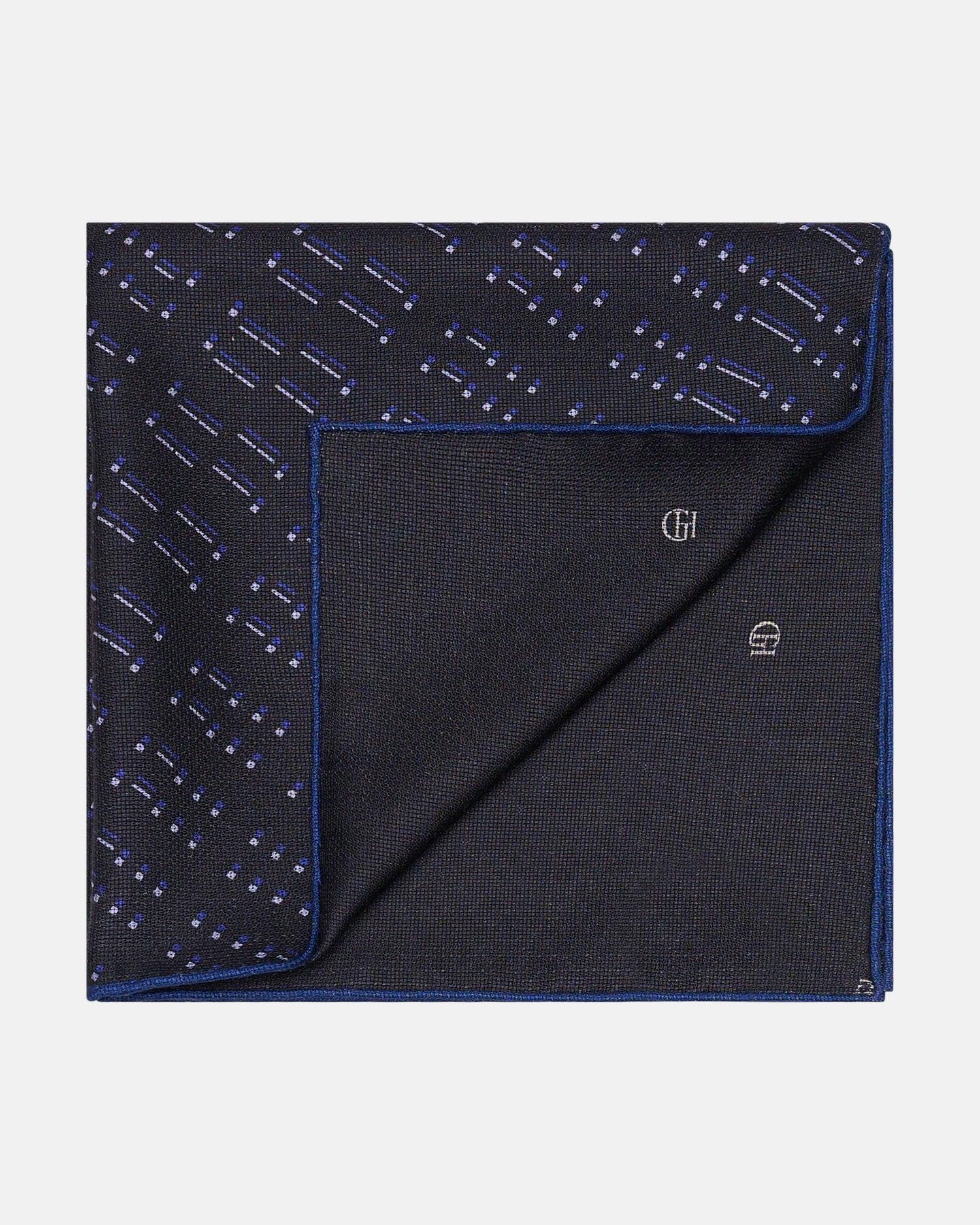 Barne Silk Morse code Pocket Square Navy