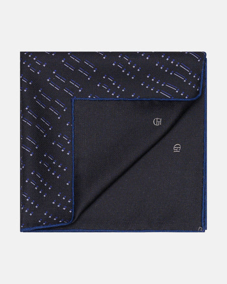 Barne Silk Morse code Pocket Square Navy