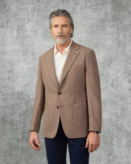 Beatty Merino Wool Puppytooth Blazer Burgundy/Wine
