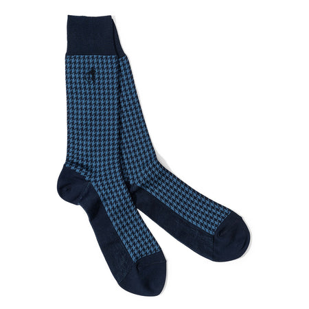 Houndstooth Knitted Socks Blue