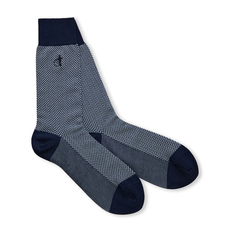 Herringbone Knitted Socks Navy