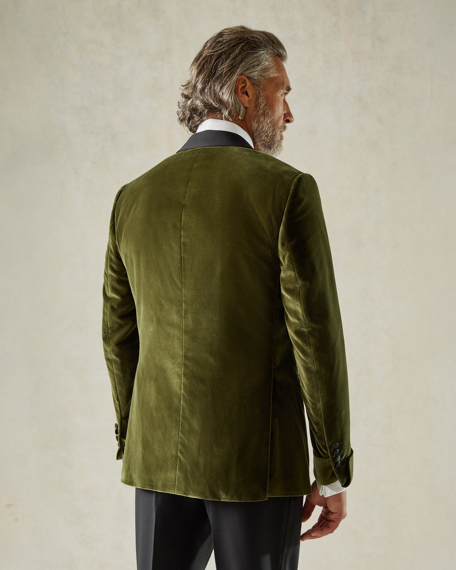Buckle Velvet Shawl Evening Jacket Moss Green