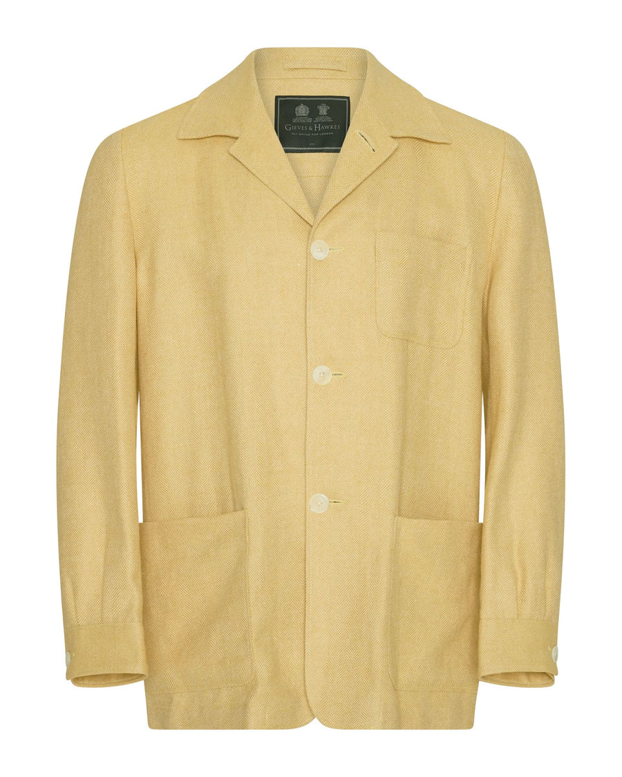Burke Wool & Linen Herringbone Shacket Yellow