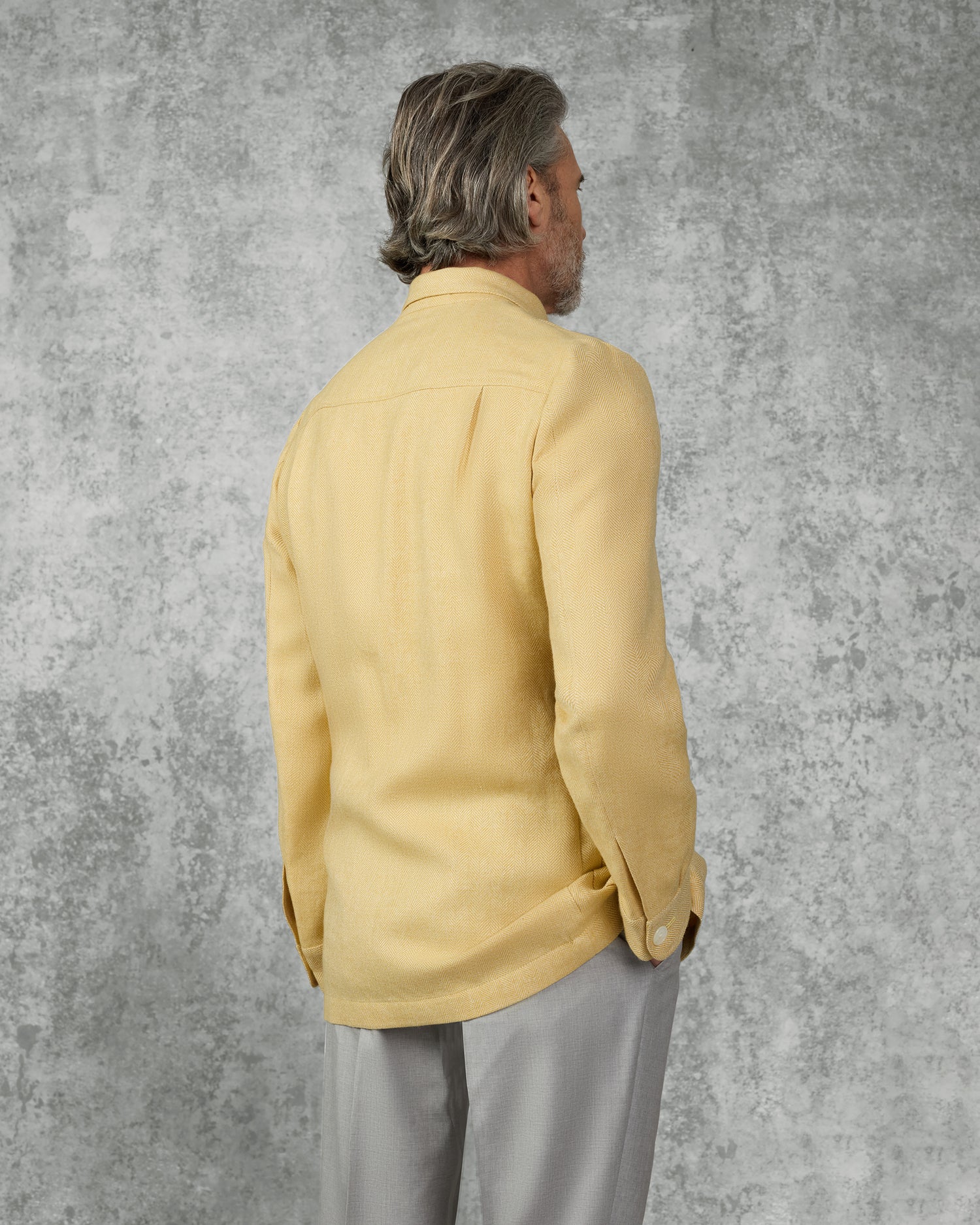 Burke Wool &amp; Linen Herringbone Shacket Yellow