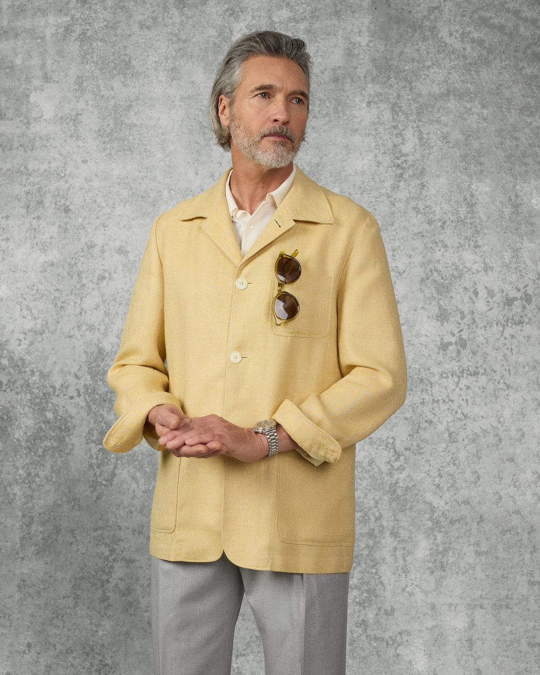 Burke Wool &amp; Linen Herringbone Shacket Yellow