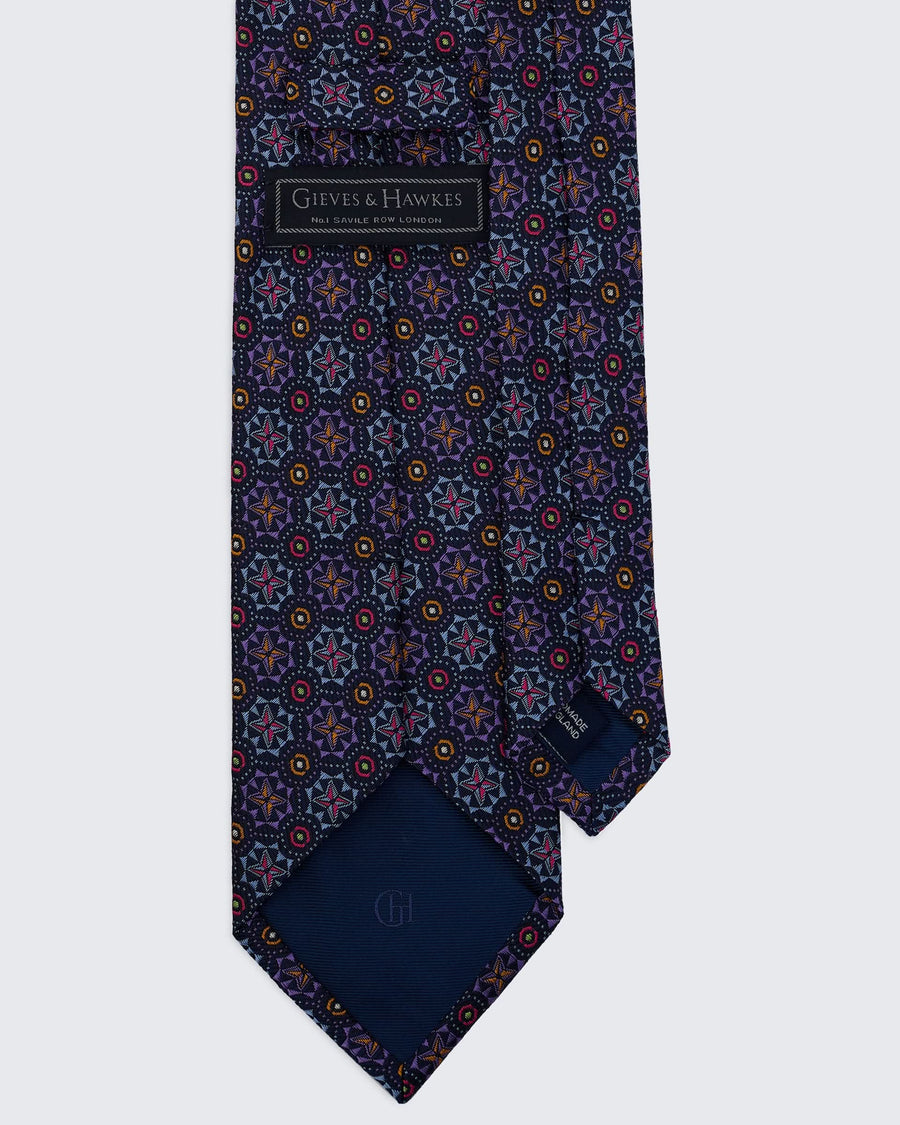 Carberry Silk Geometric Purple Tie