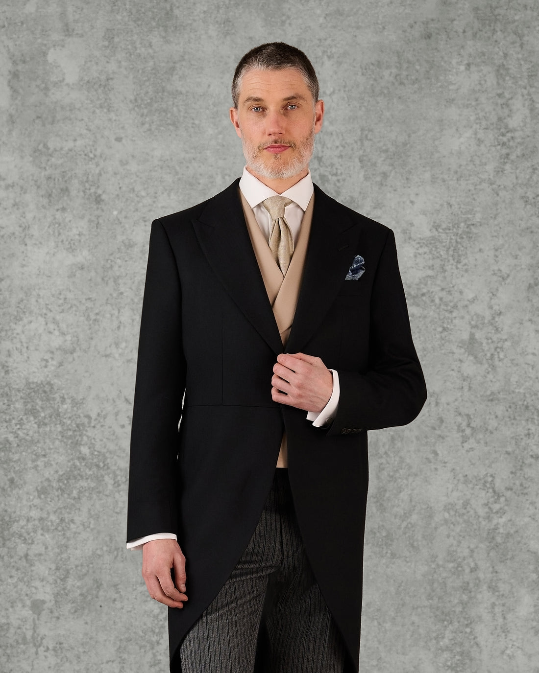 Cardale Wool Herringbone Morning Coat Black