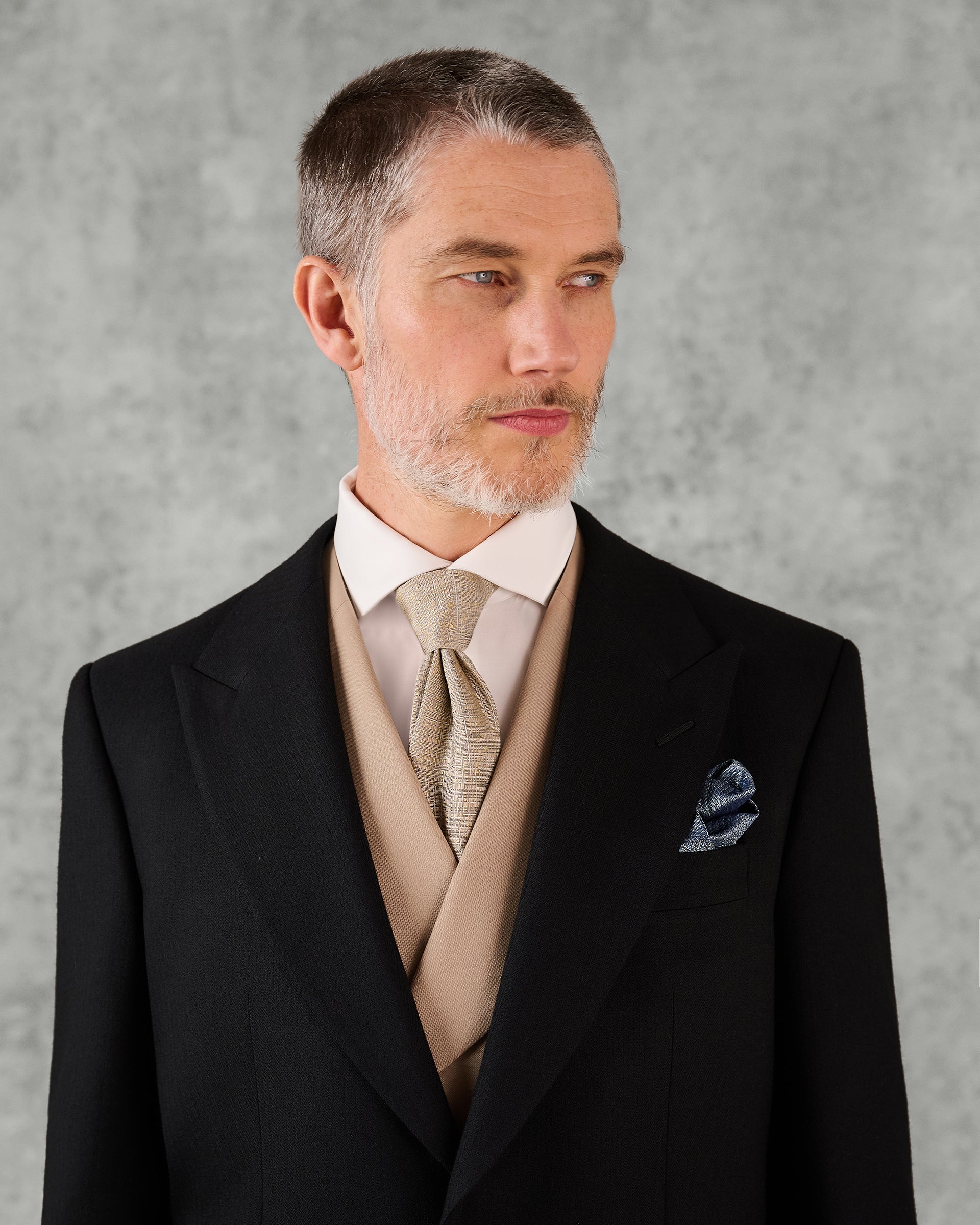 Cardale Wool Herringbone Morning Coat Black