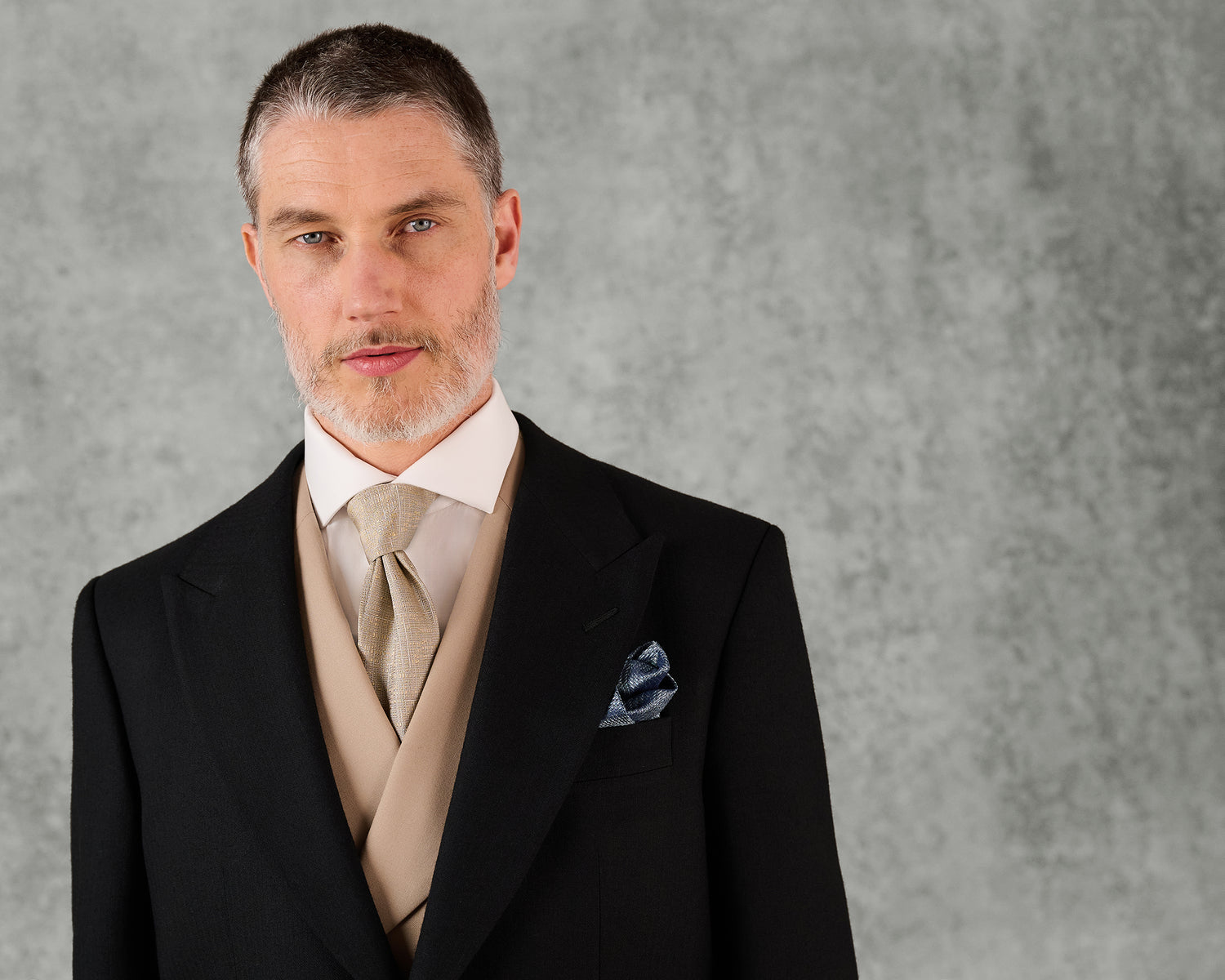 Cardale Wool Herringbone Morning Coat Black