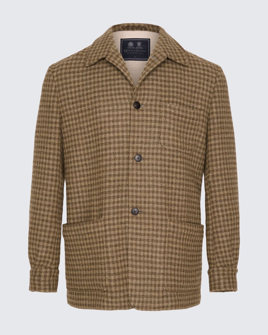 Carie Gingham Virgin Wool & Cashmere Double Faced Shacket