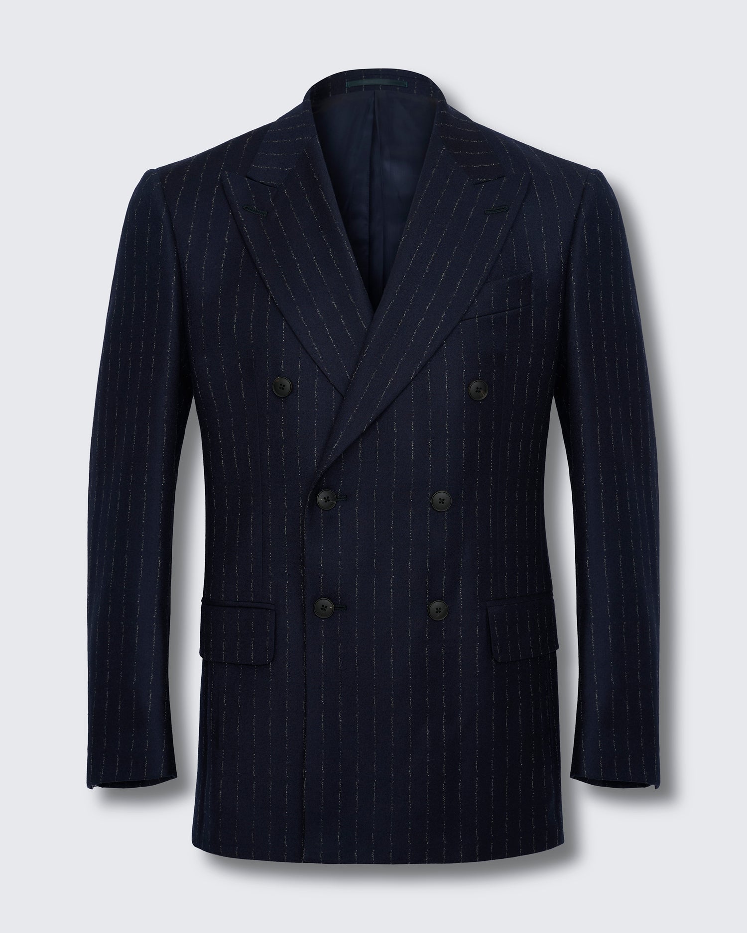 Churchill Suit Double Breasted Jacket Navy Morse Code Flannel
