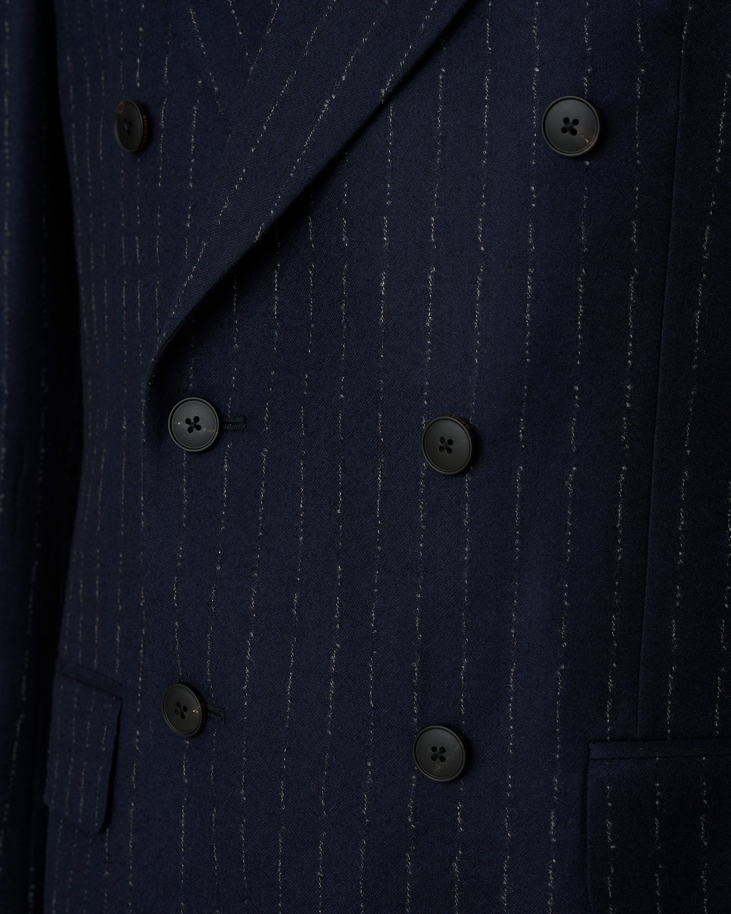 Churchill Suit Double Breasted Jacket Navy Morse Code Flannel
