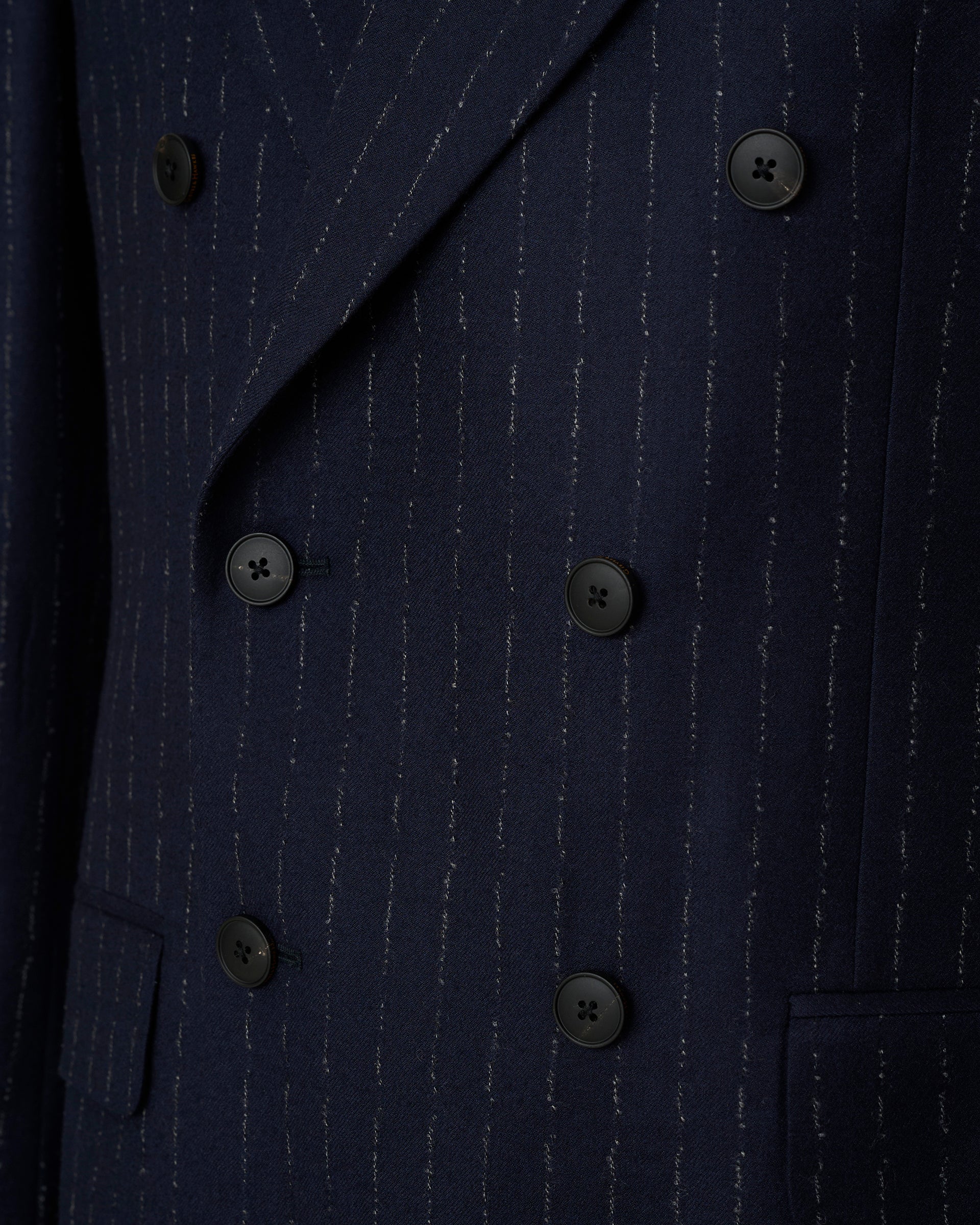 Churchill Suit Double Breasted Jacket Navy Morse Code Flannel