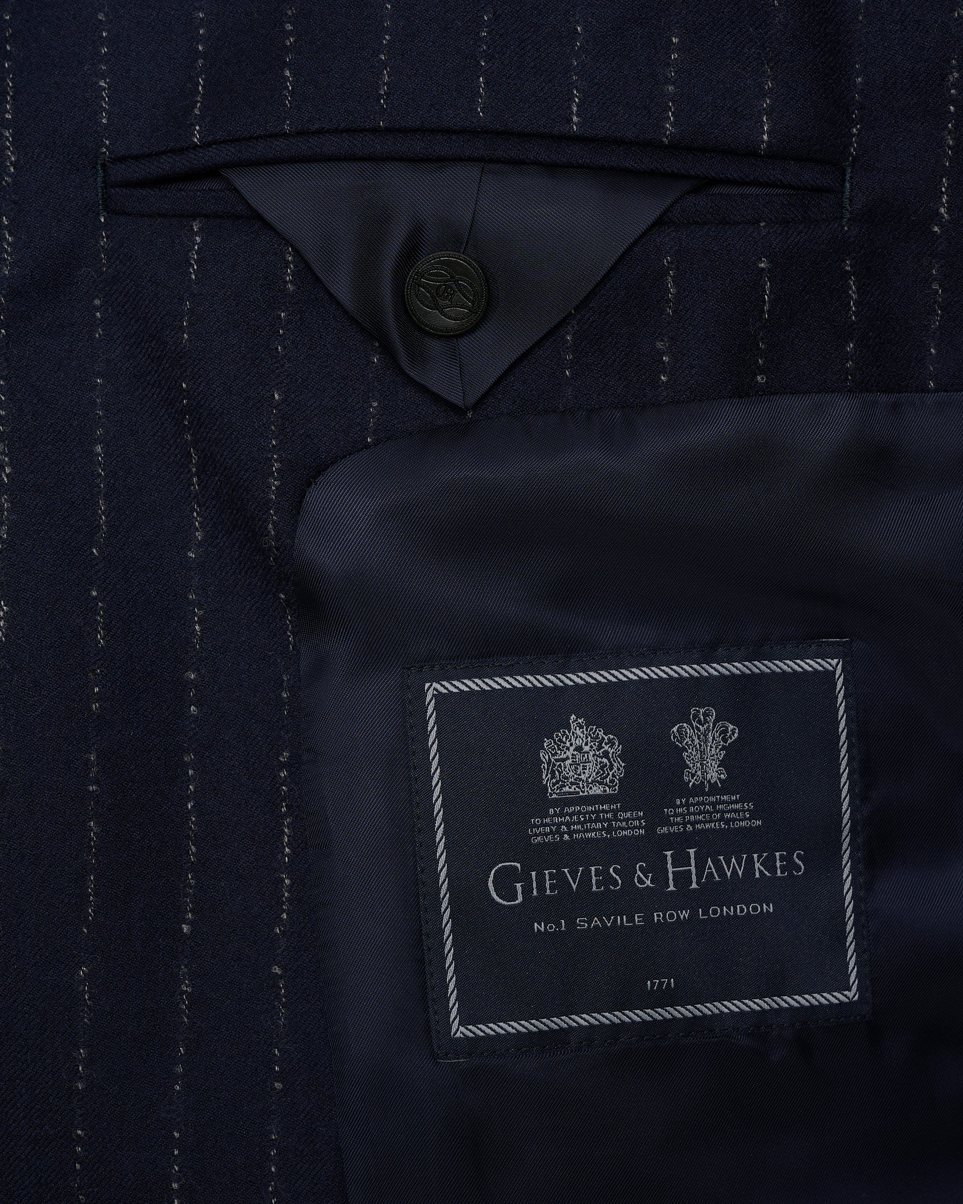 Churchill Suit Double Breasted Jacket Navy Morse Code Flannel