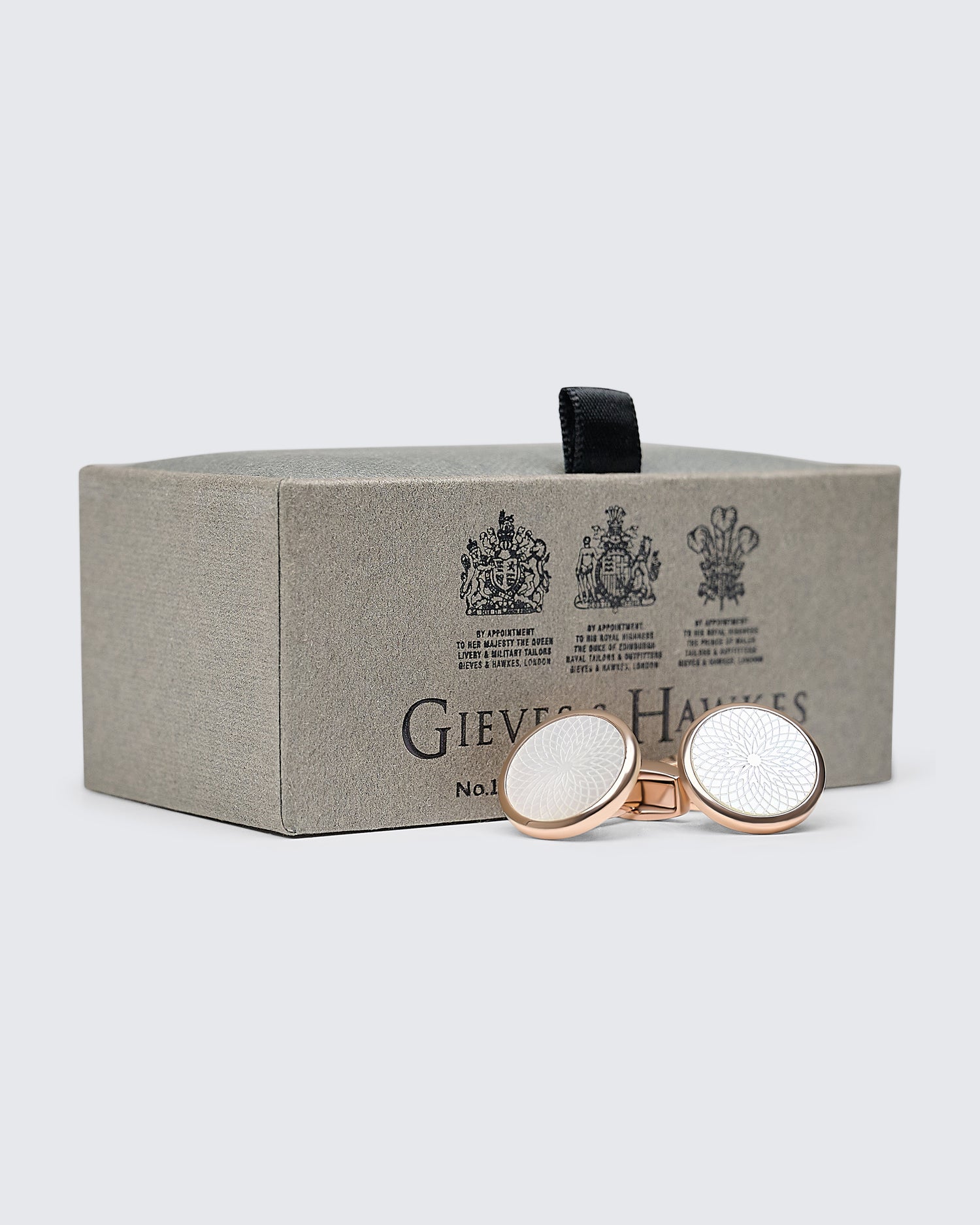 Guilloche Round Cufflink Rose Gold
