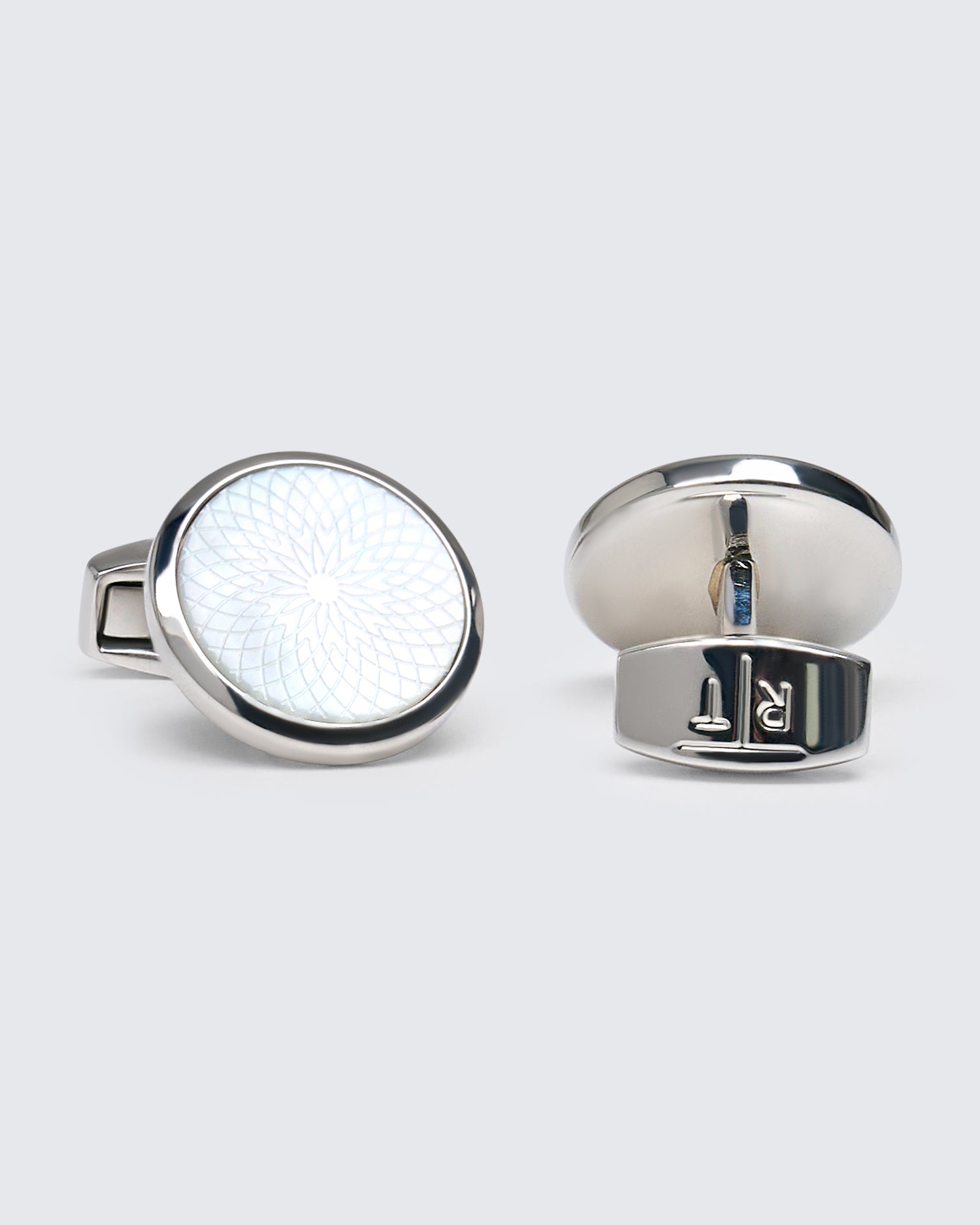 Guilloche Round Cufflink Silver