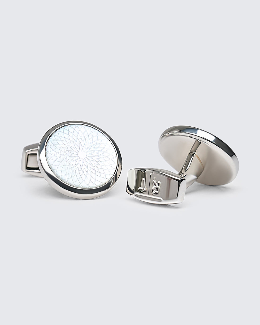 Guilloche Round Cufflink Silver