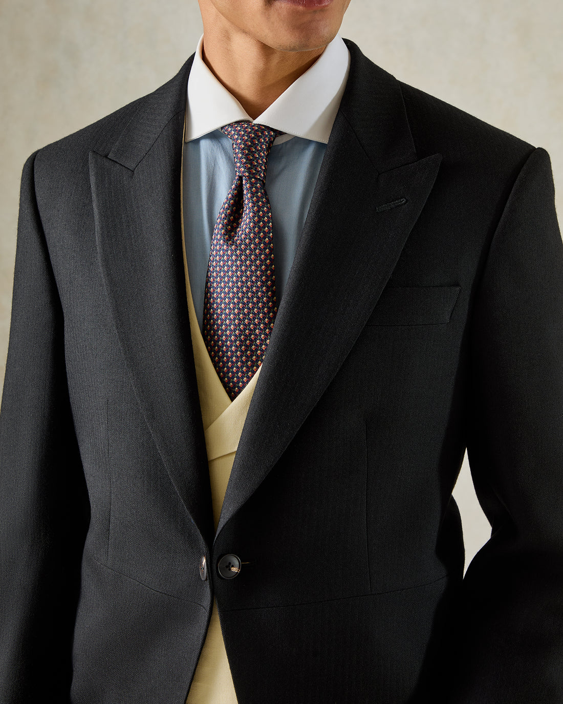 Cardale Wool Herringbone Morning Coat Black
