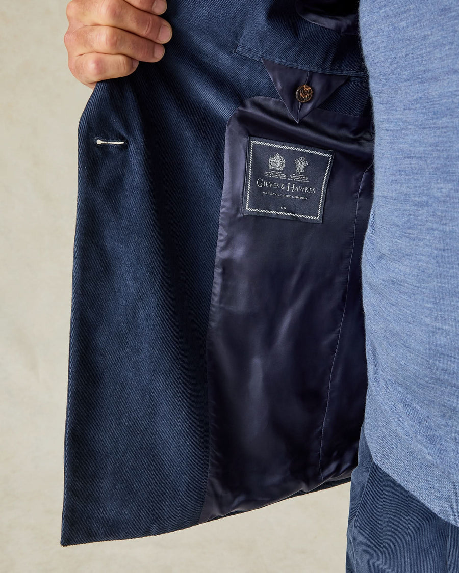 Cavendish Cotton Baby Cord Suit Jacket Navy