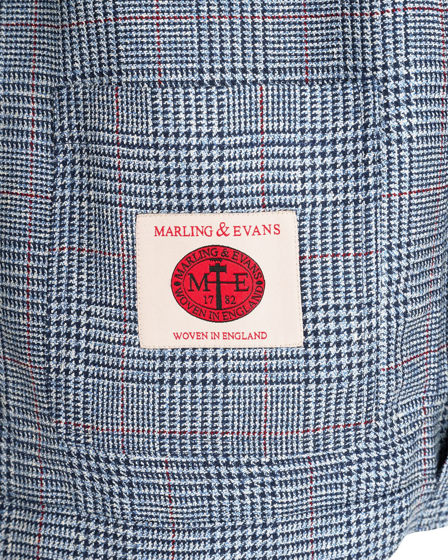 Collins Wool & Silk Checked Shaket Navy