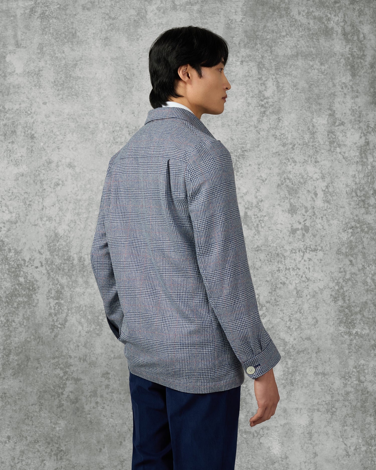 Collins Wool &amp; Silk Checked Shaket Navy