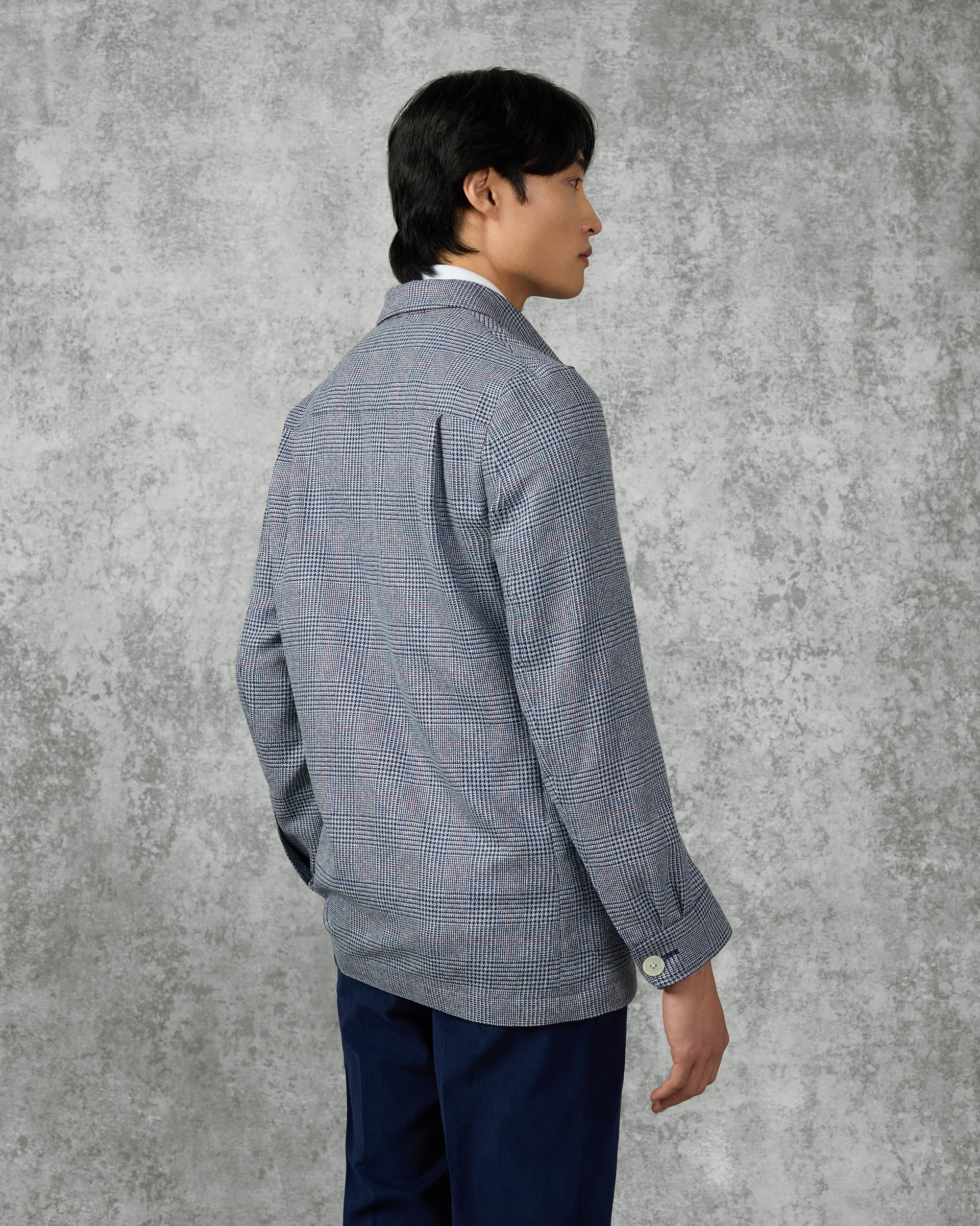 Collins Wool &amp; Silk Checked Shaket Navy