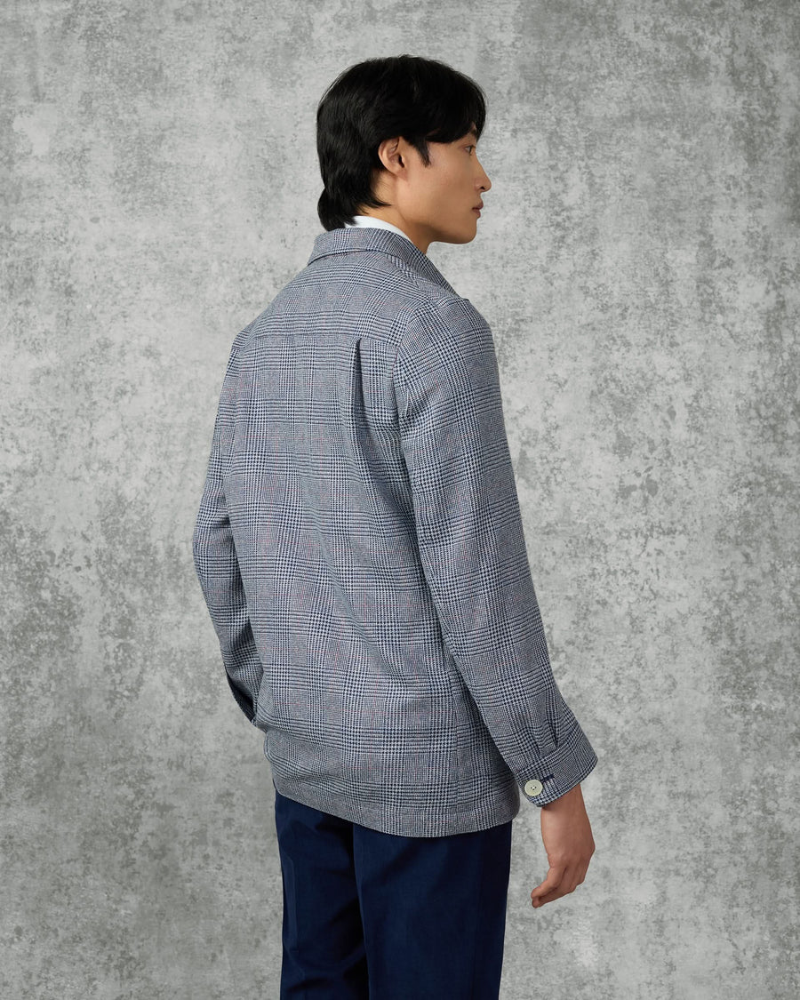 Collins Wool & Silk Checked Shaket Navy