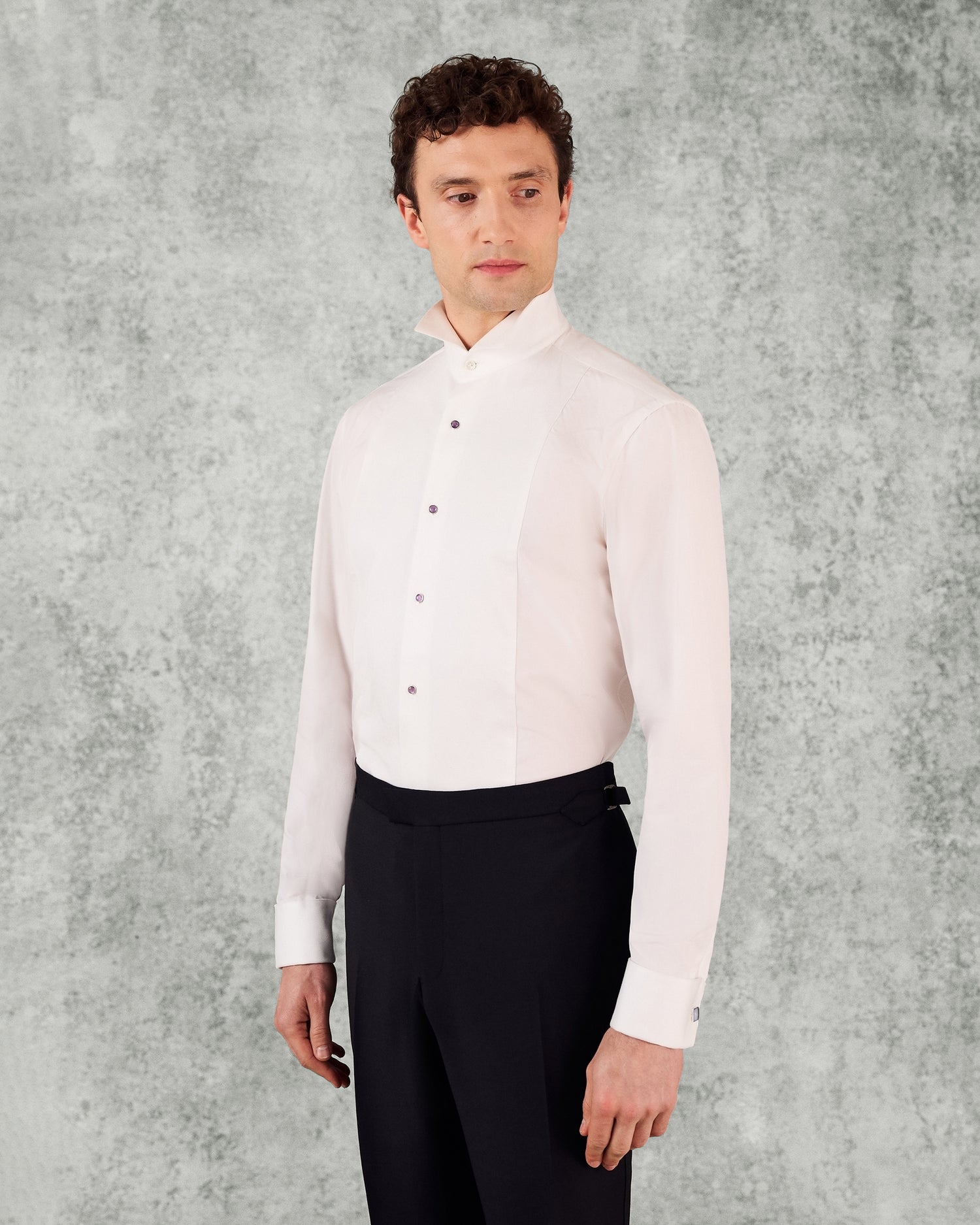 Dalton Double Cuff Wing Tip Collar Dress Shirt White Dalton Double Cuff Wing Tip Collar Dress Shirt White