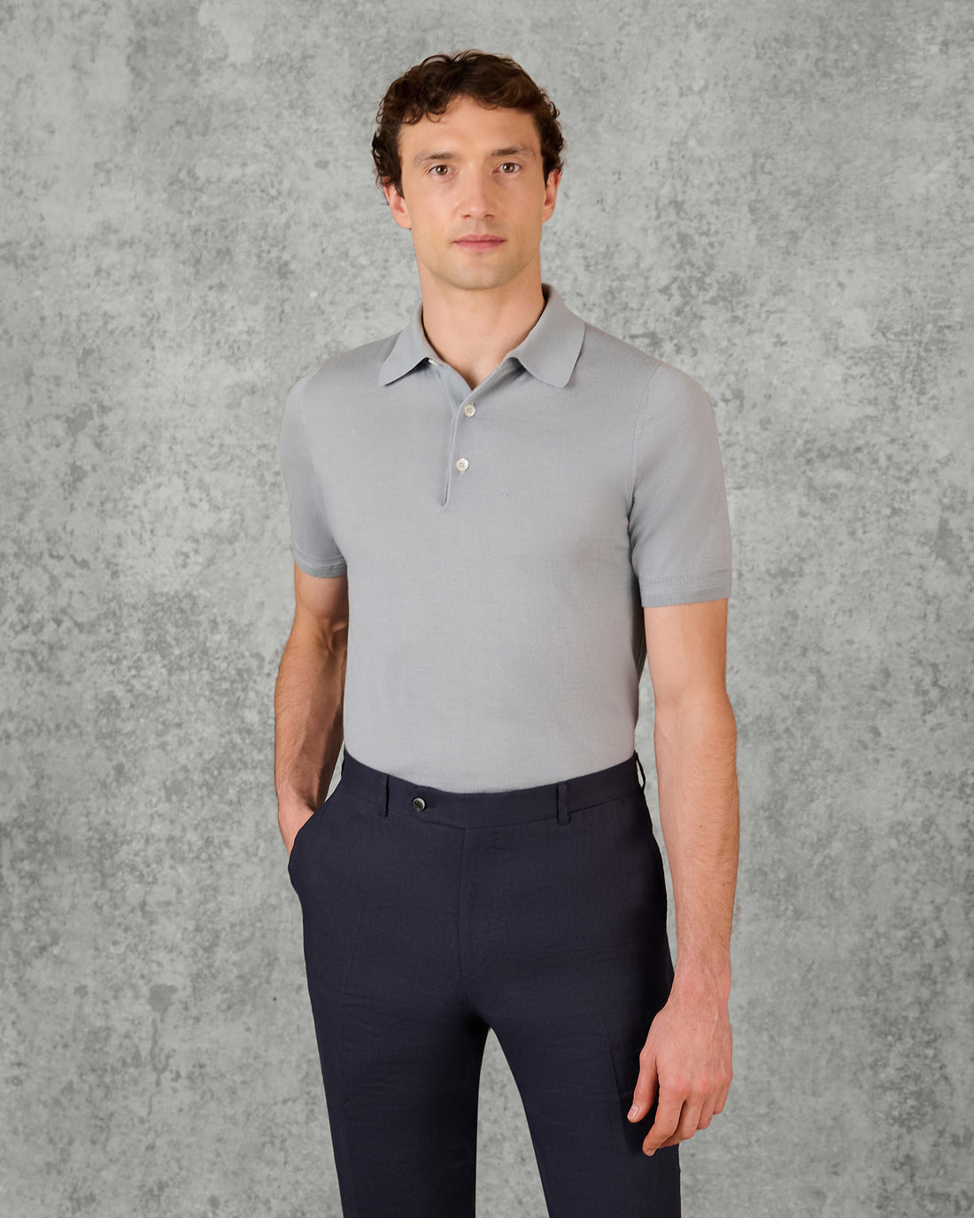 Dicken Merino Wool Silk Cashmere Polo Shirt