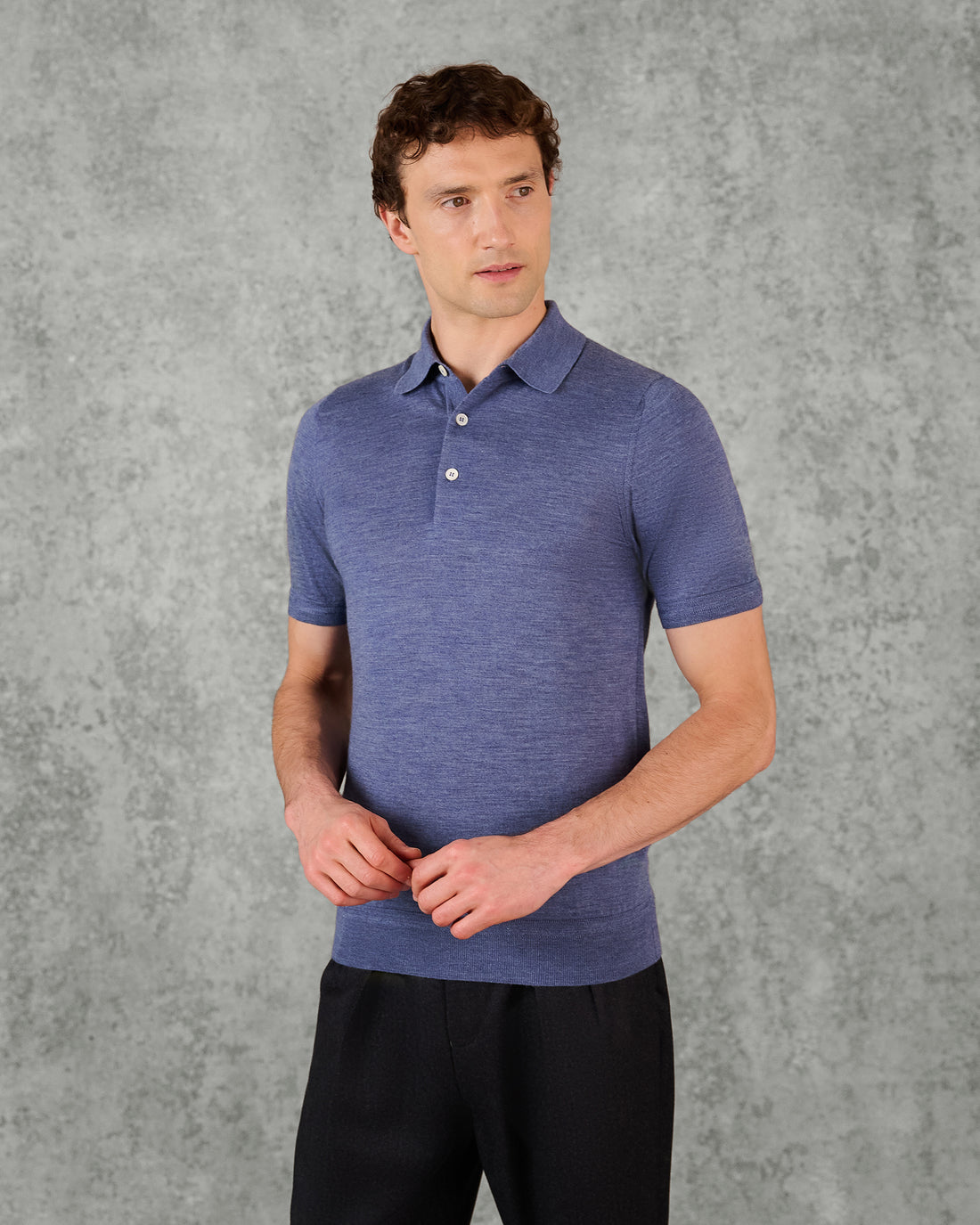 Dicken Merino Wool Silk Cashmere Polo Shirt