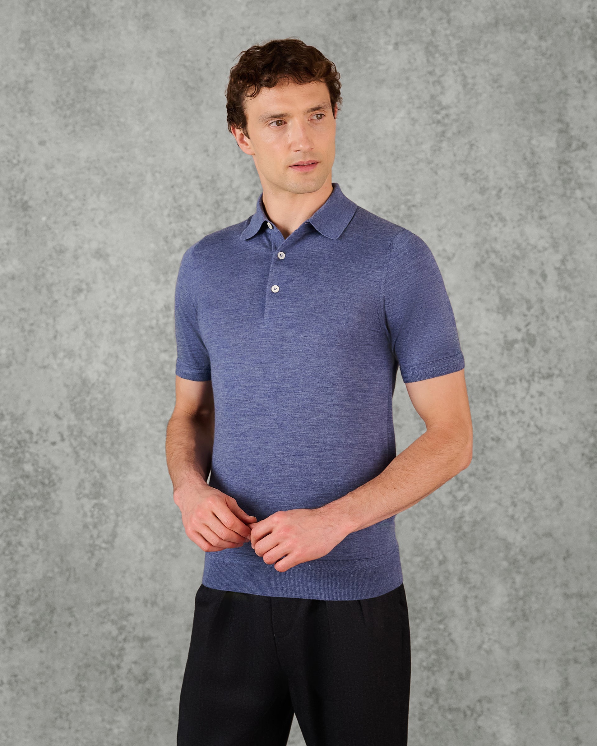 Dicken Merino Wool Silk Cashmere Polo Shirt
