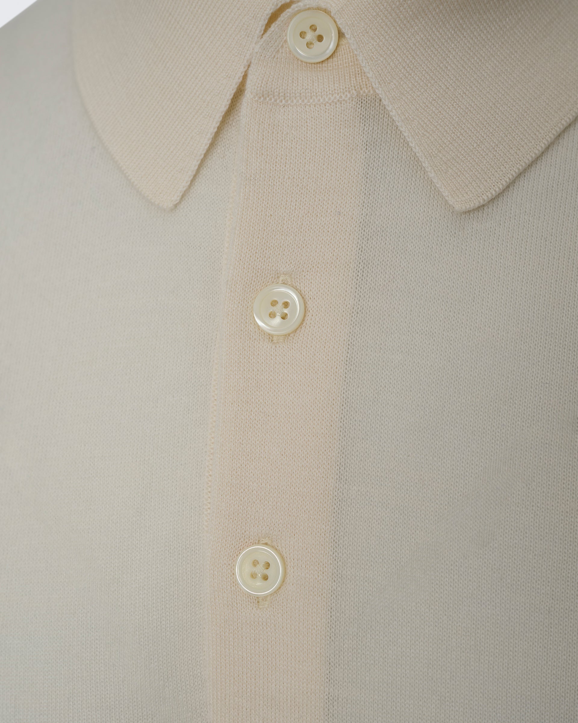 Dicken Merino Wool Silk Cashmere Polo Shirt Cream