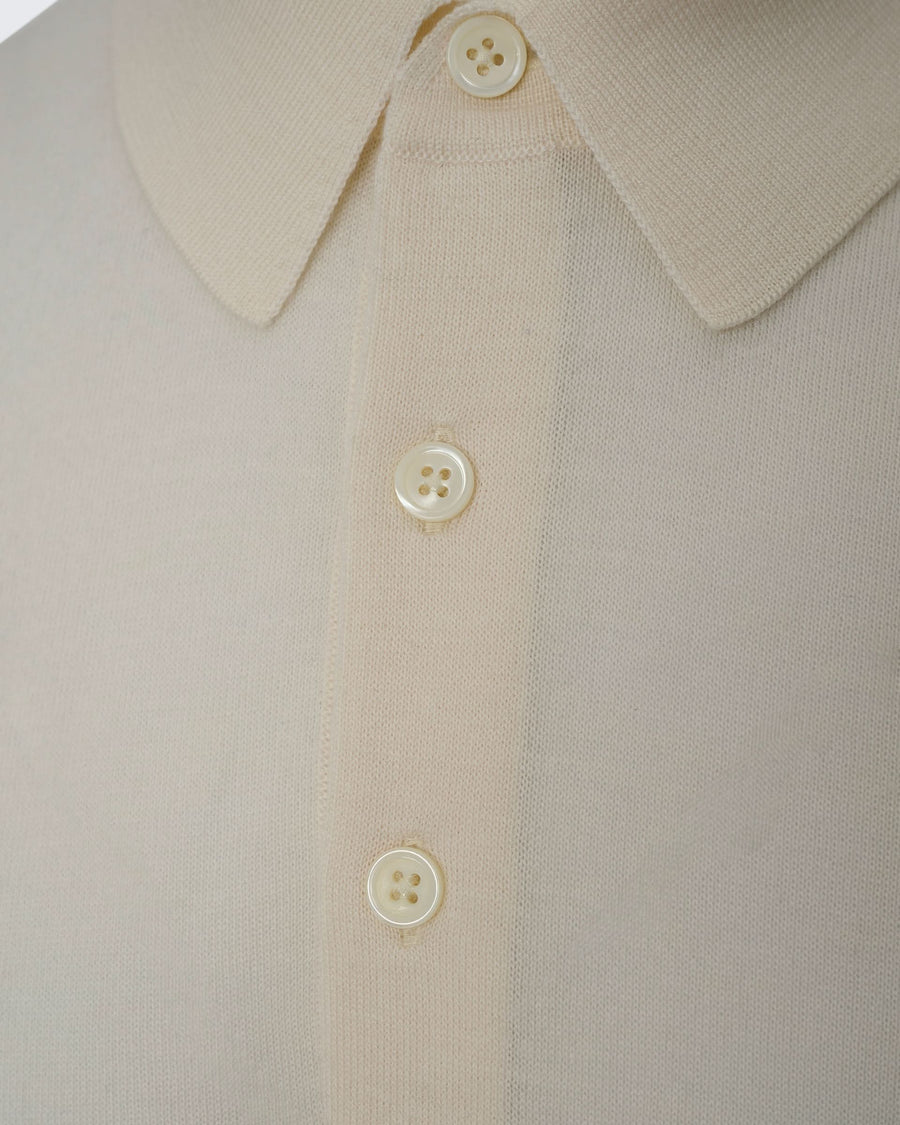 Dicken Merino Wool Silk Cashmere Polo Shirt Ecru