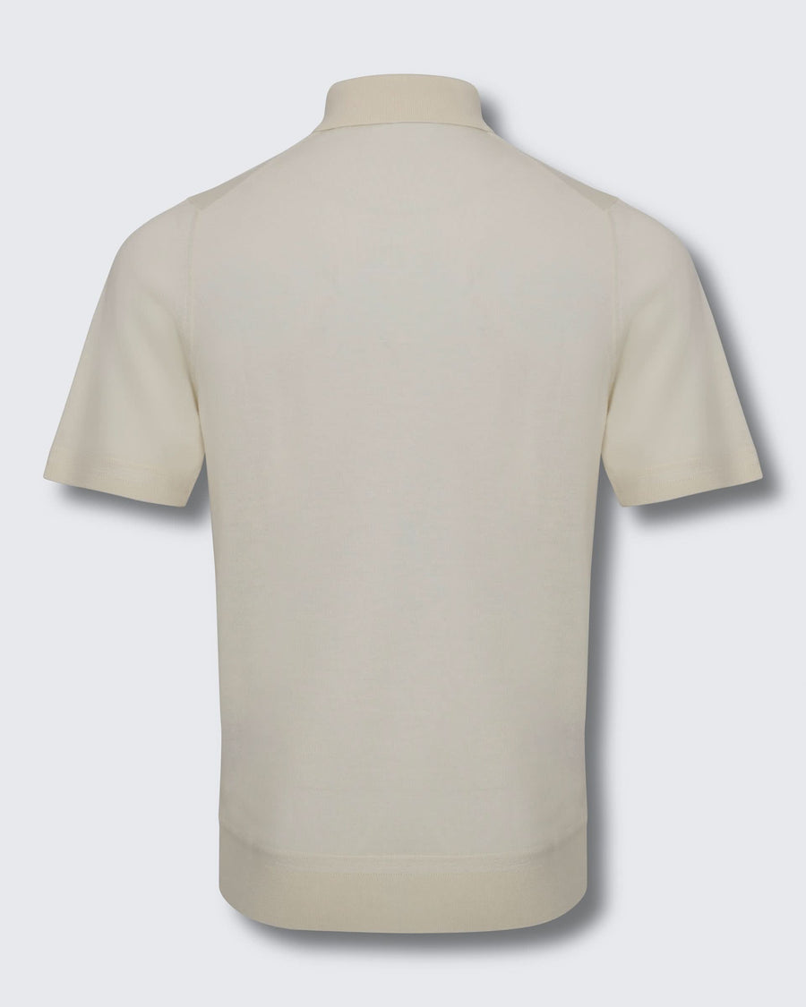 Dicken Merino Wool Silk Cashmere Polo Shirt Ecru