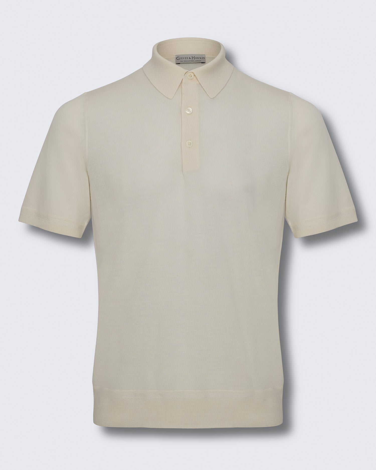 Dicken Merino Wool Silk Cashmere Polo Shirt Cream