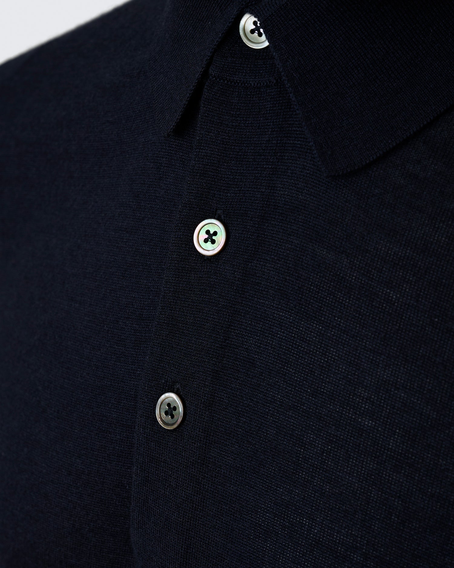 Dicken Merino Wool Silk Cashmere Polo Shirt Navy